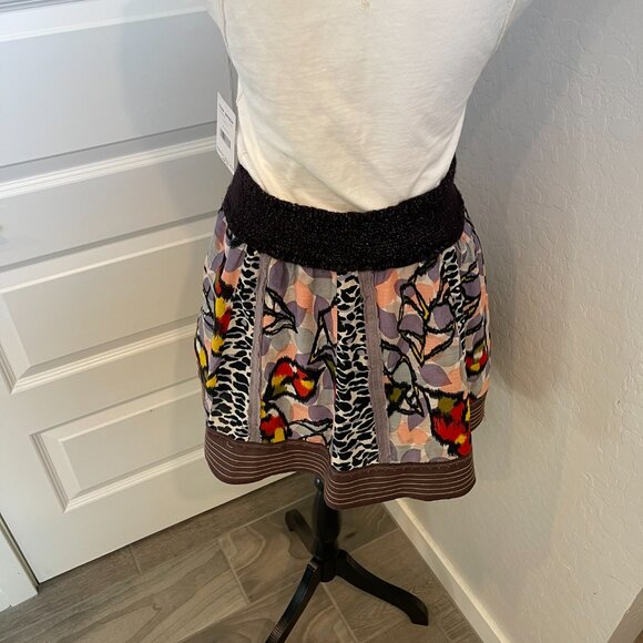 Free People Women's Multicolor Leopard Leaf Patchwork Skirt - Size Medium (308) - Picture 3 of 11